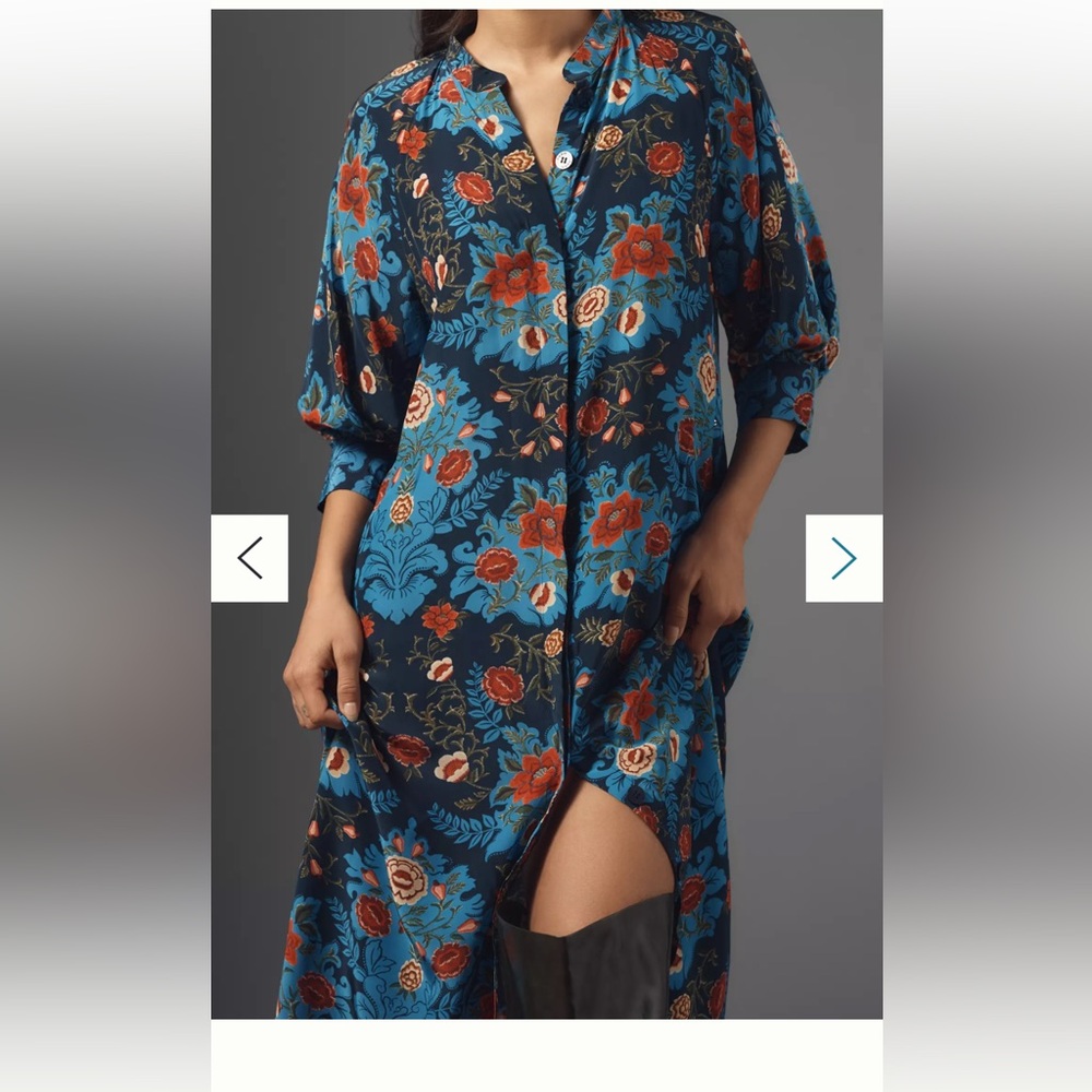 Farm Rio Blue Arabesque Midi Dress